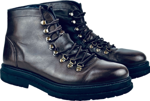 GOODWIN SMITH Dark Brown Luxury Italian Leather Lace Up Boots UK 10 EU 44