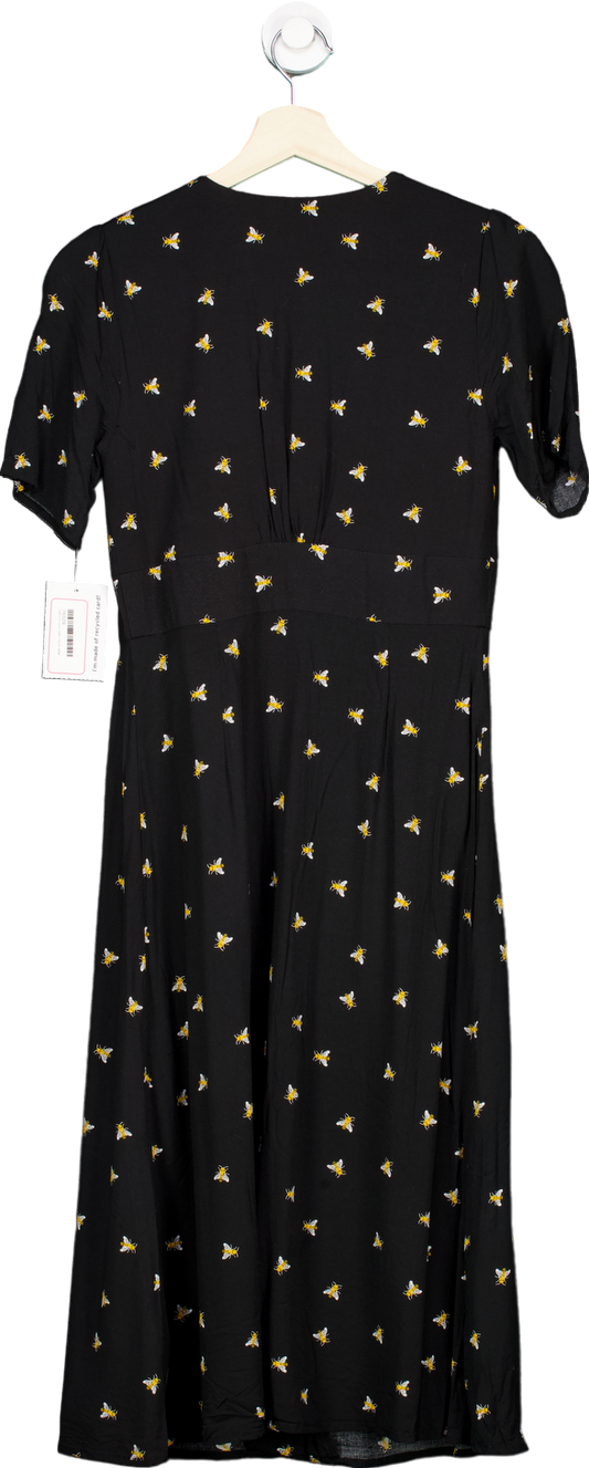 Joanie Black Bee Print Dress UK 8