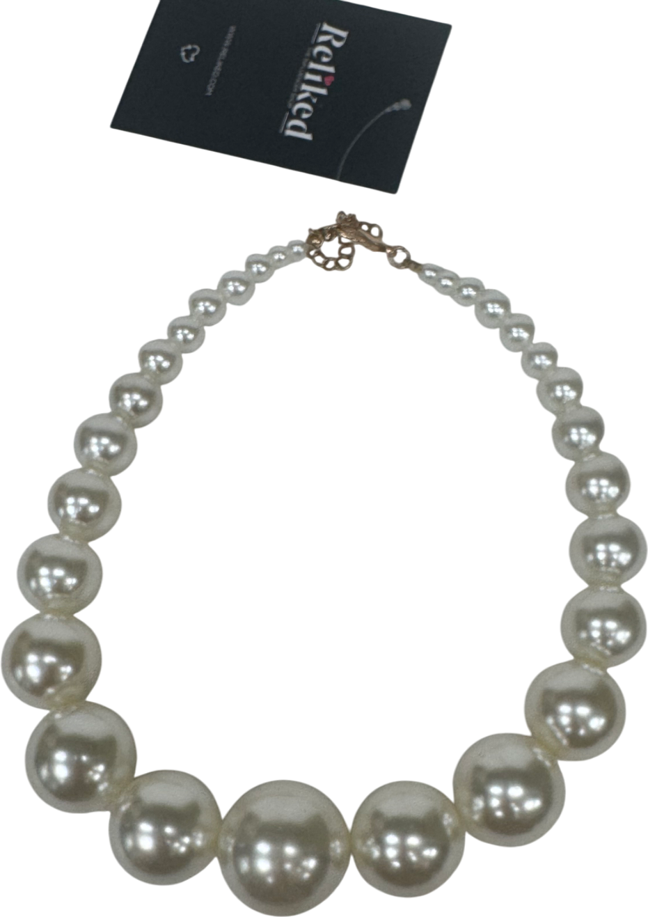 Metallic Pearl Necklace One Size