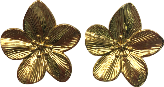 Metallic Large Floral Stud Earrings