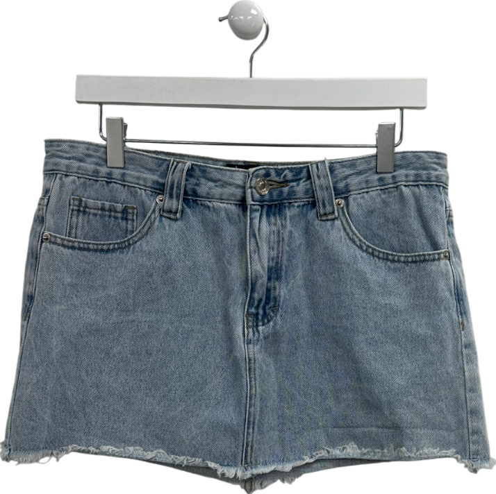 White Fox Love To Dream Denim Mini Skirt Light Blue Wash UK L