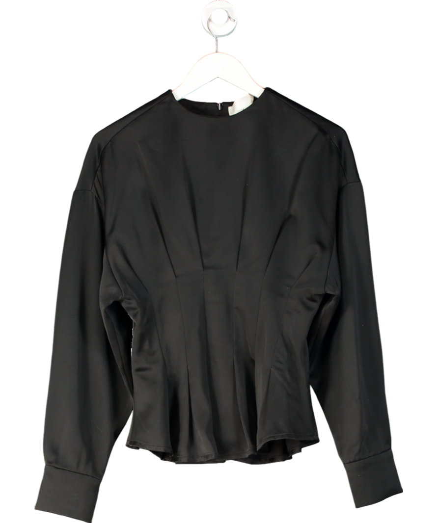 Rohe Black Wool Blend Flared Long Sleeve Top UK 8