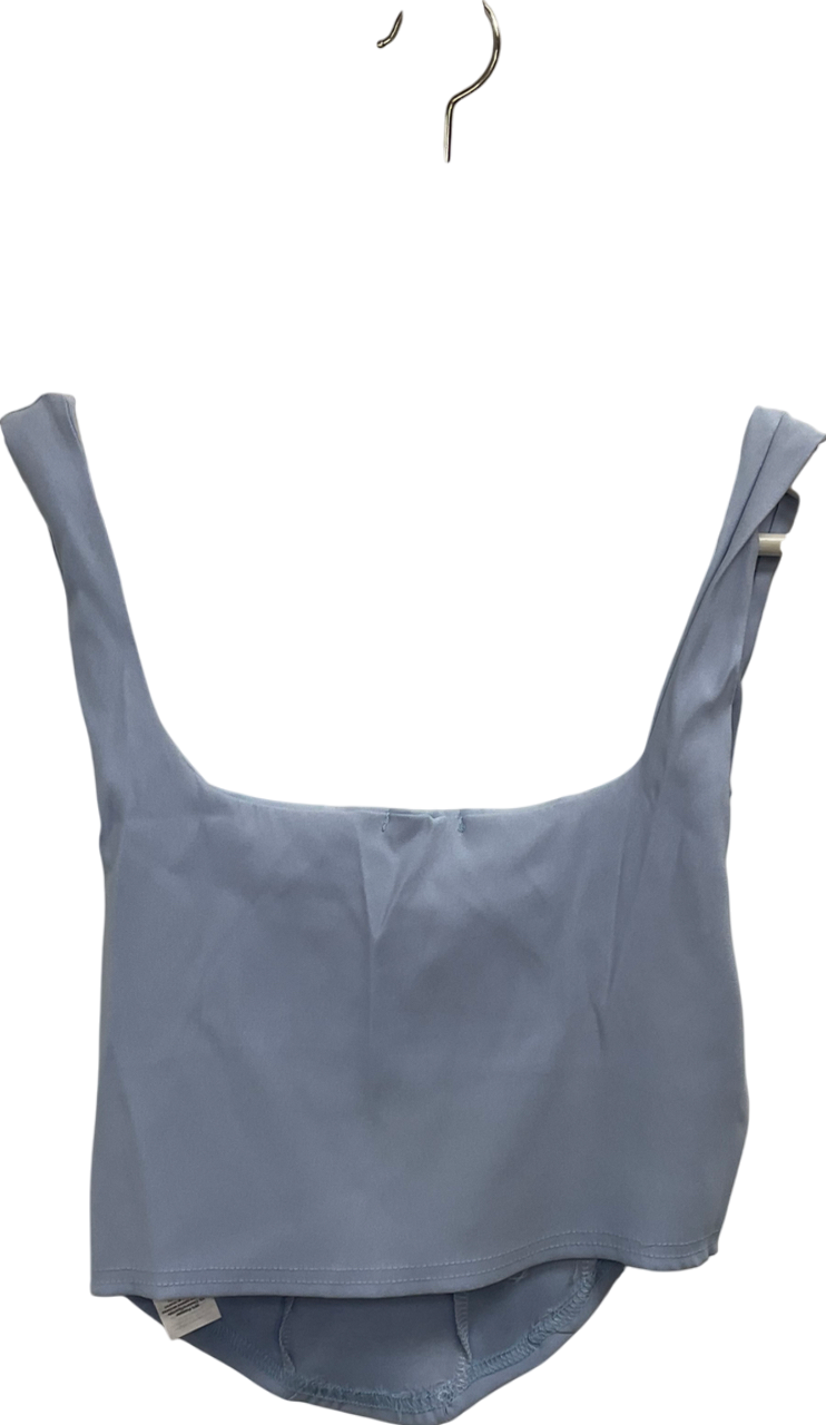 PrettyLittleThing Blue Stretch Woven Dip Hem Corset Top UK 10