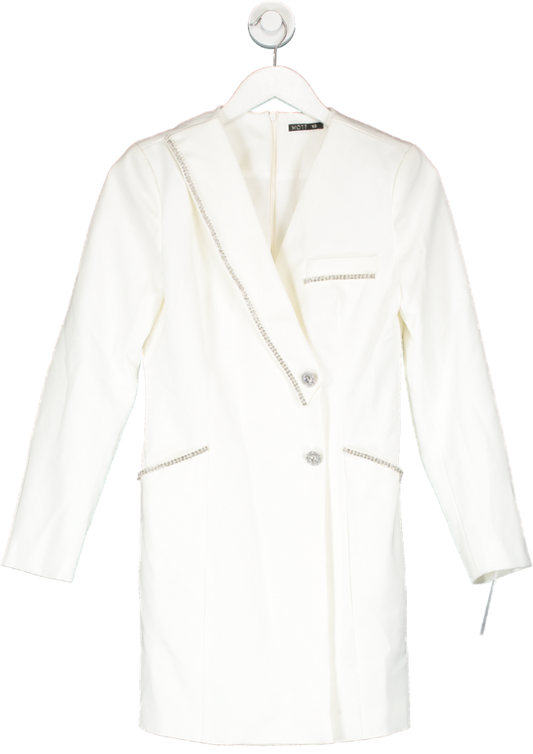 SHEIN White Embellished Blazer Dress UK XS