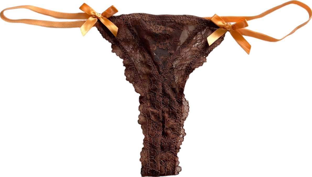 Out From Under Brown Lace Thong UK S