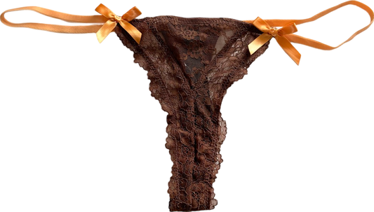 Out From Under Brown Lace Thong UK S