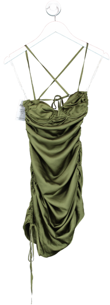 Mistress Rocks Green Satin Underwire Ruched Dress UK S