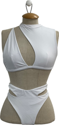 h:ours White Nissa Cut Out Bikini UK S