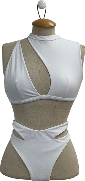h:ours White Nissa Cut Out Bikini UK S