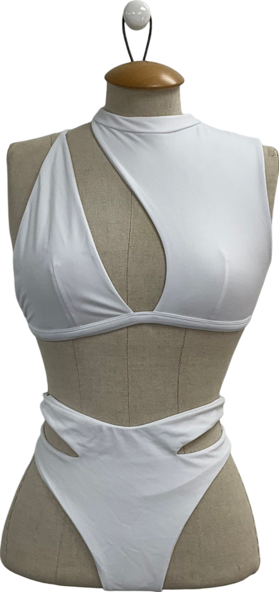 h:ours White Nissa Cut Out Bikini UK S