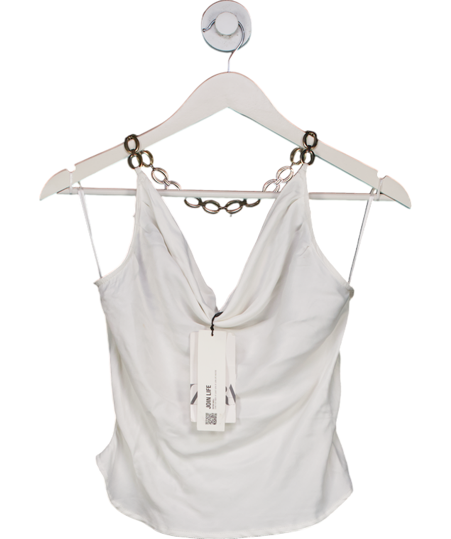 ZARA White Gold Chain Top UK XS