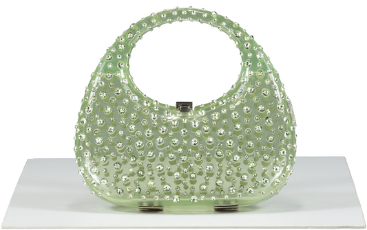 L'alingi Green Mint Meleni Bag Crystal Encrusted Resin Bag One Size