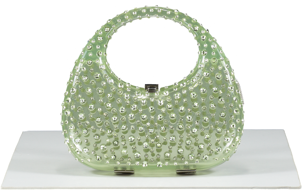 L'alingi Green Mint Meleni Bag Crystal Encrusted Resin Bag One Size