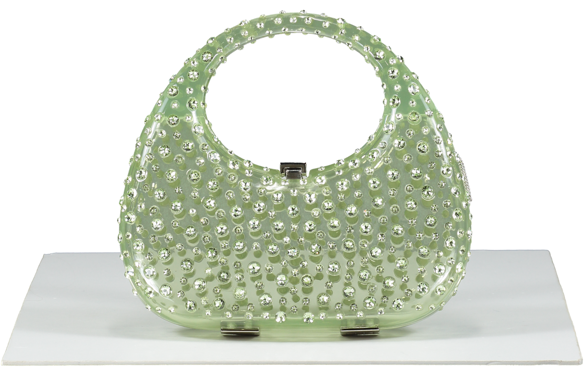 L'alingi Green Mint Meleni Bag Crystal Encrusted Resin Bag One Size