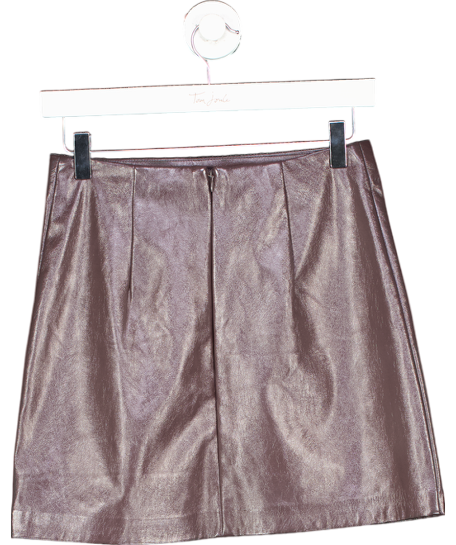 Topshop Brown Faux Leather Mini Skirt UK 8