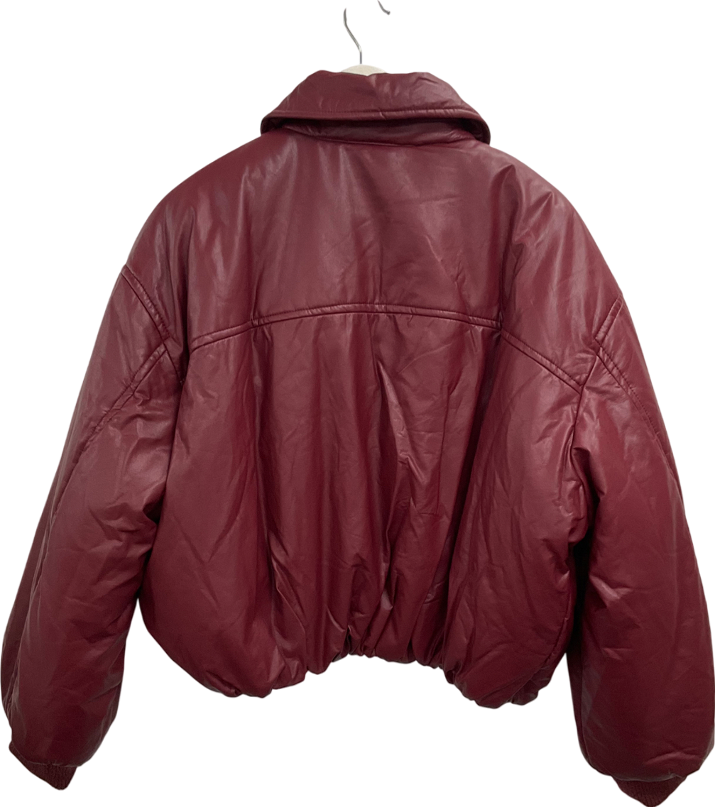 boohoo Red Padded Faux Leather Bomber Jacket UK 14