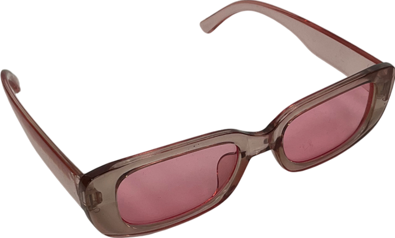 Pink Rectangular Plastic Frame Sunglasses One Size