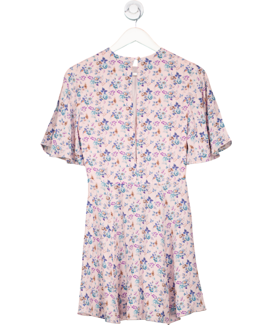 les reveries Floral Print Blue And Purple Mini Dress UK 6