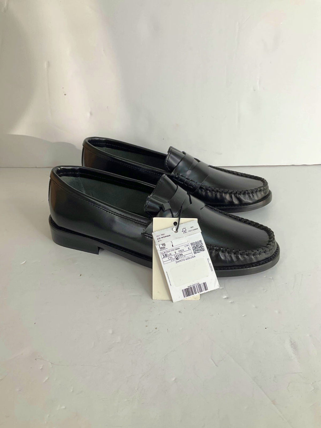 MANGO MNG Black Leather Loafers EU 38 UK 5