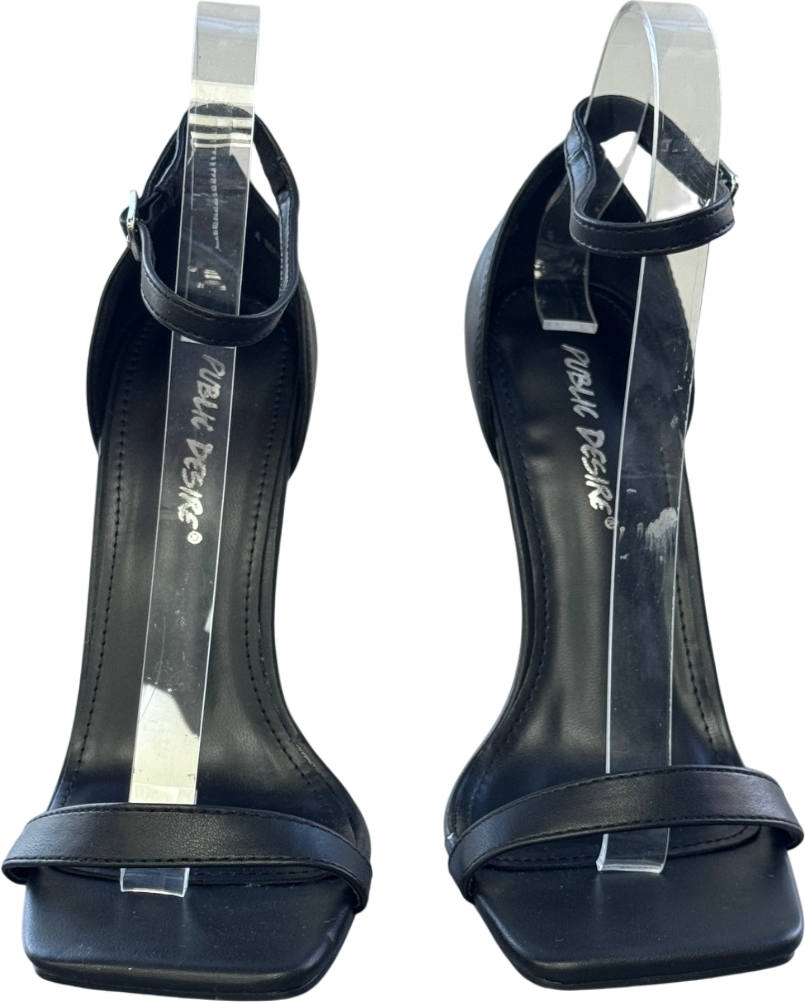 Public Desire Black Barely There Heeled Sandals UK 4 EU 37 👠