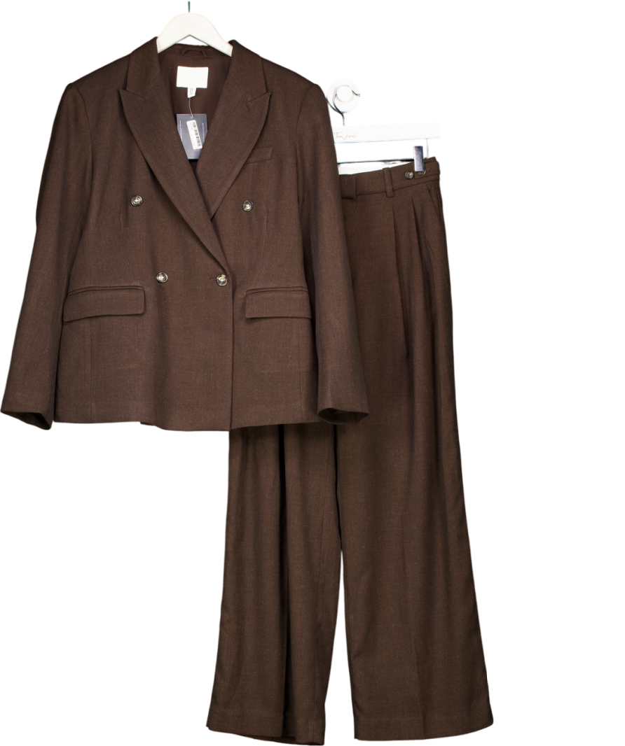 H&M Brown 2-piece Blazer ( Uk M) And High Waist Tailored Straight Leg Trousers UK 8