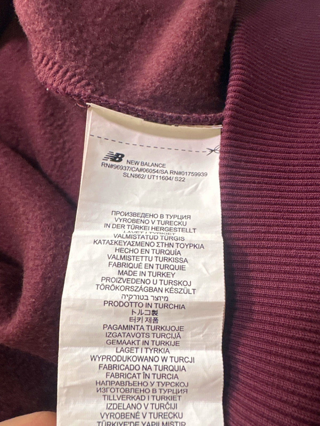 New Balance Burgundy Hoodie UK M
