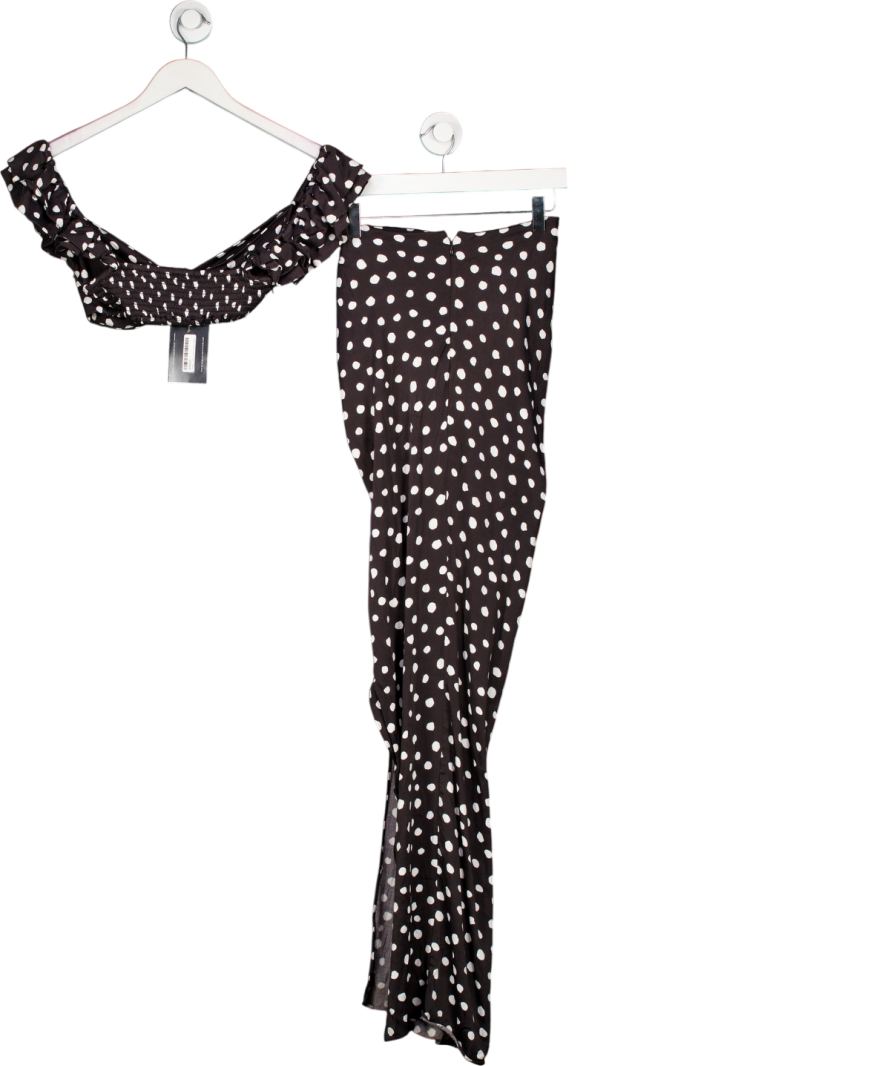 Majorelle Black Polka Dot Crop Top And Skirt Set UK M