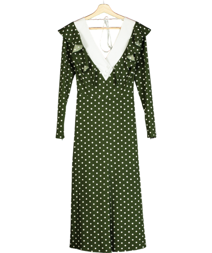 MUSE Green Polka Dot Tie Back Midi Dress UK 8