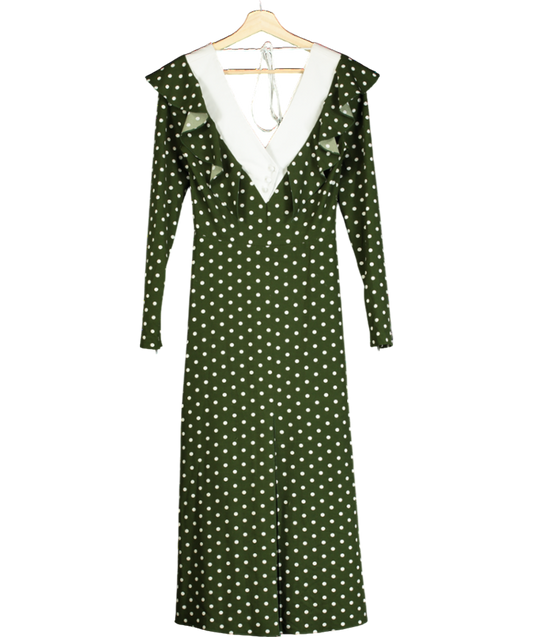 MUSE Green Polka Dot Tie Back Midi Dress UK 8