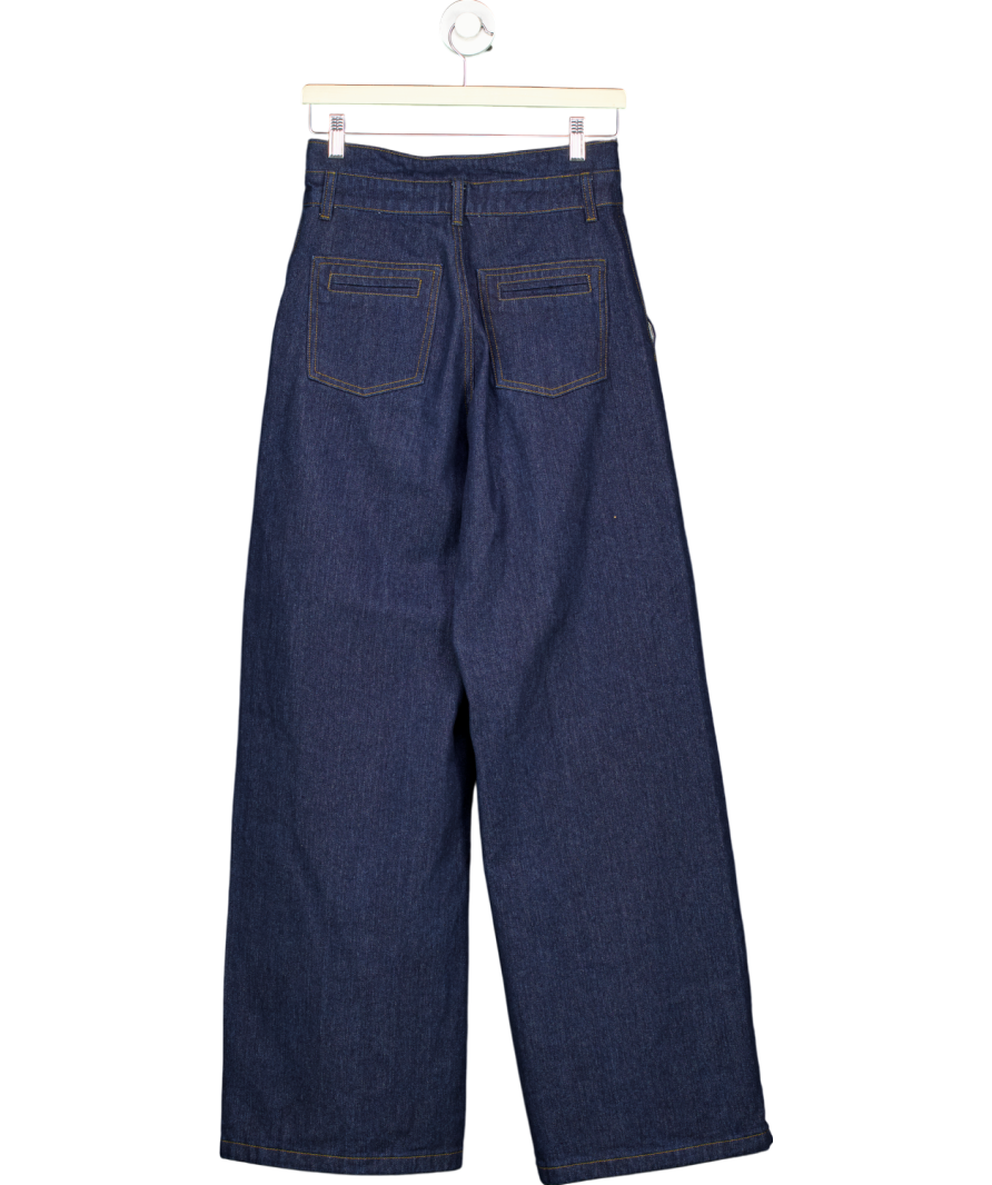 Karen Millen Blue Denim Waistband Detail Wide Leg Trousers UK 6