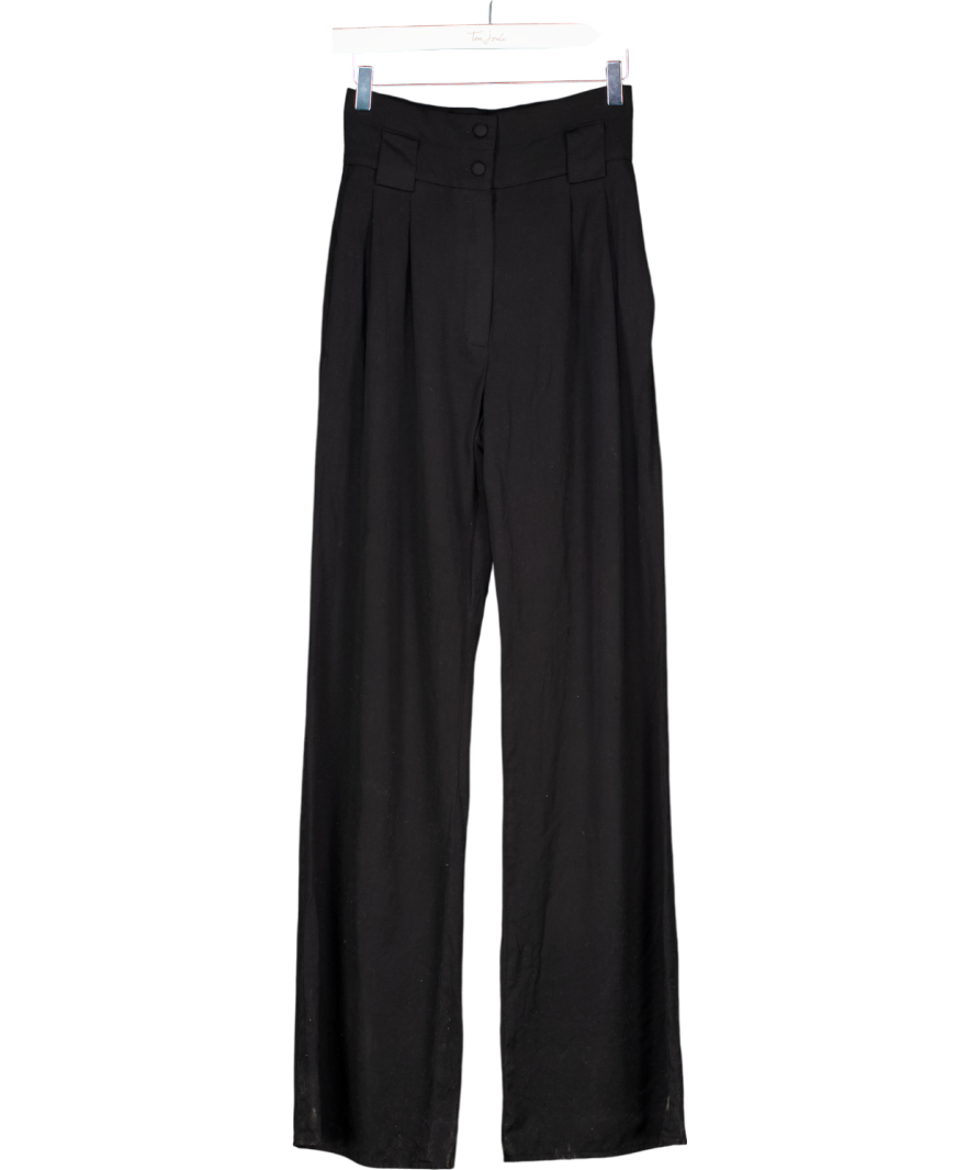 Manuri Black Pleat-detail Two-pocket Palazzo Trousers UK S