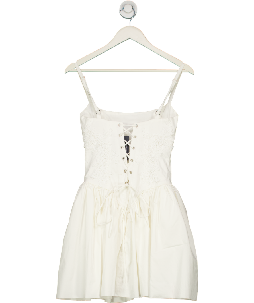 MISS CIRCLE NEW YORK Kadi White Cotton Drop Waist Corset back Mini Dress UK S