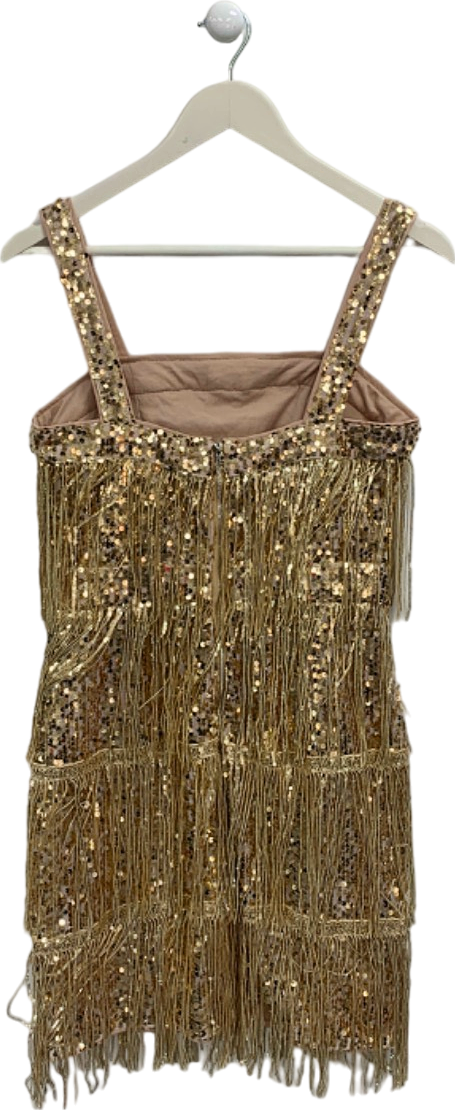 Gold Sequin Fringe Dress EU 36 UK 8