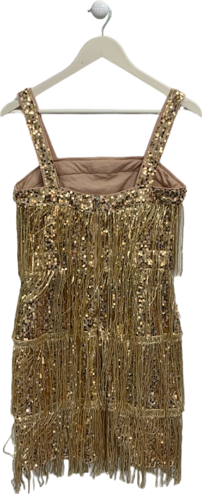 Gold Sequin Fringe Dress EU 36 UK 8