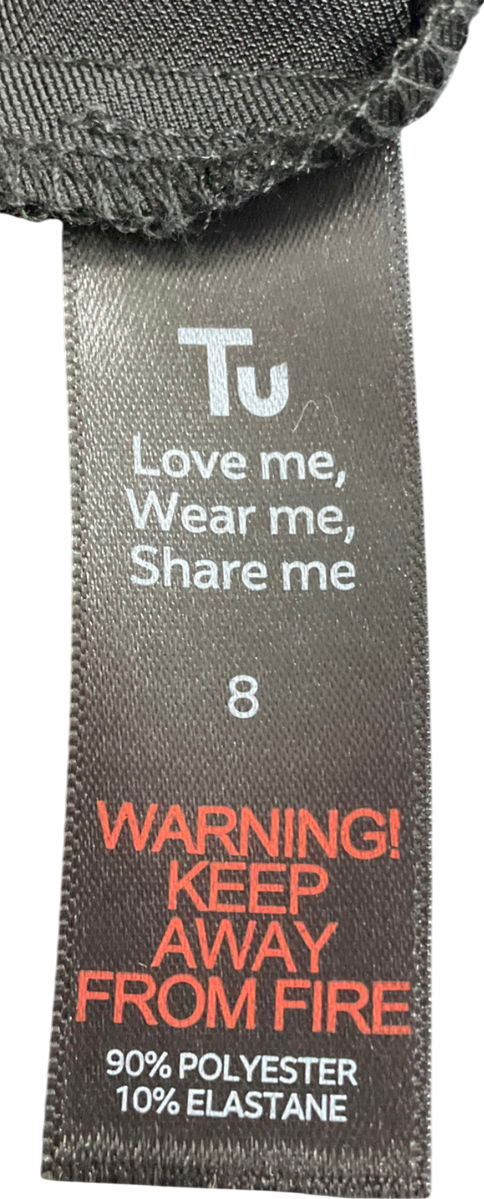 TU Black Chiffon Pleated Skirt UK 8