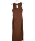 MANGO Chocolate Brown Draped Dress With Metallic Detail UK M