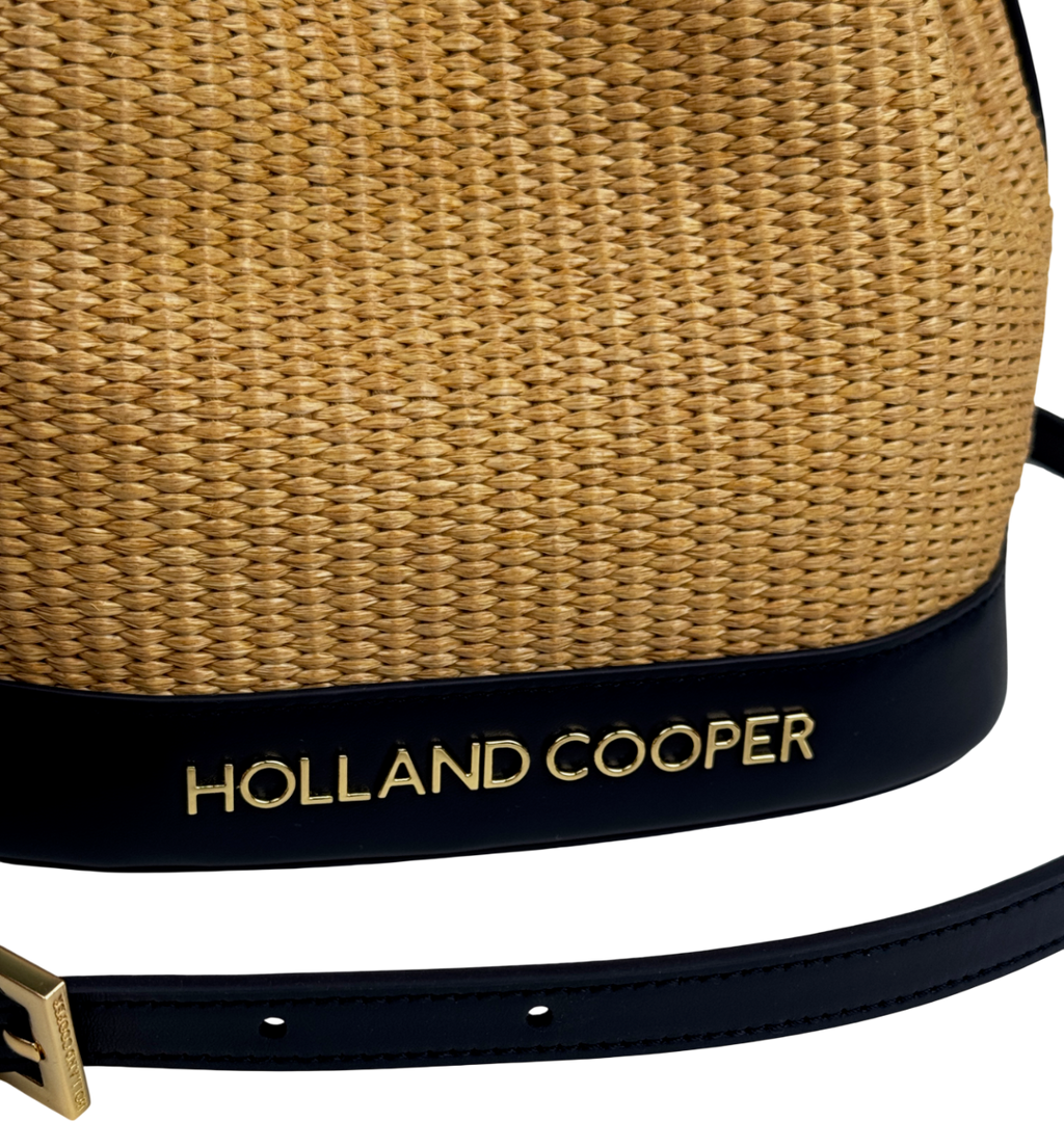 HOLLAND COOPER Abbot Bucket Bag Rattan / Navy Blue