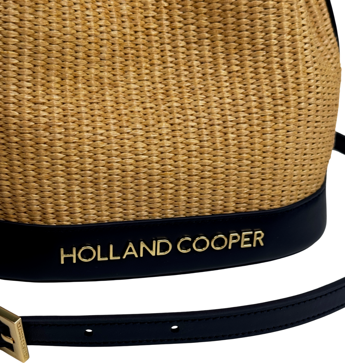 HOLLAND COOPER Abbot Bucket Bag Rattan / Navy Blue