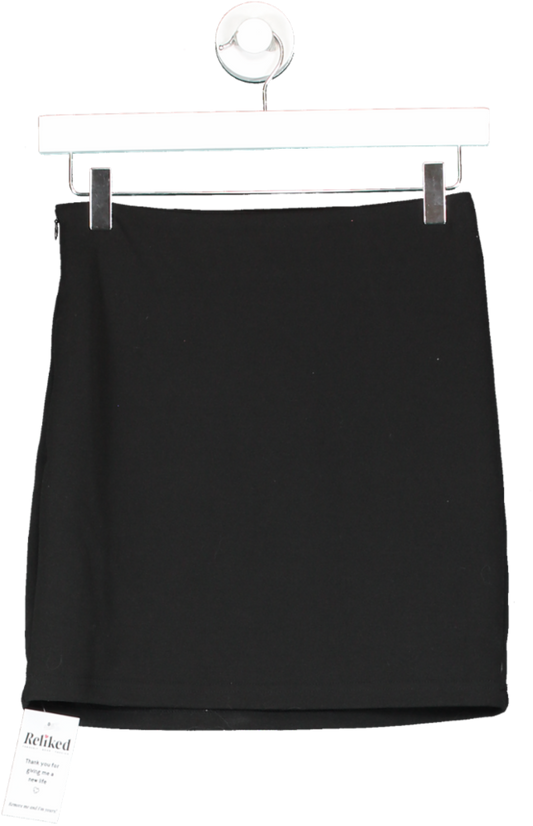 SHEIN Black Basic Mini Skirt Side Zip Fastening UK XS