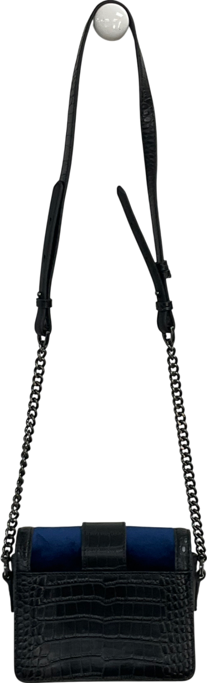 folli follie Black Croc Print At With Royal Blue Velvet Feature