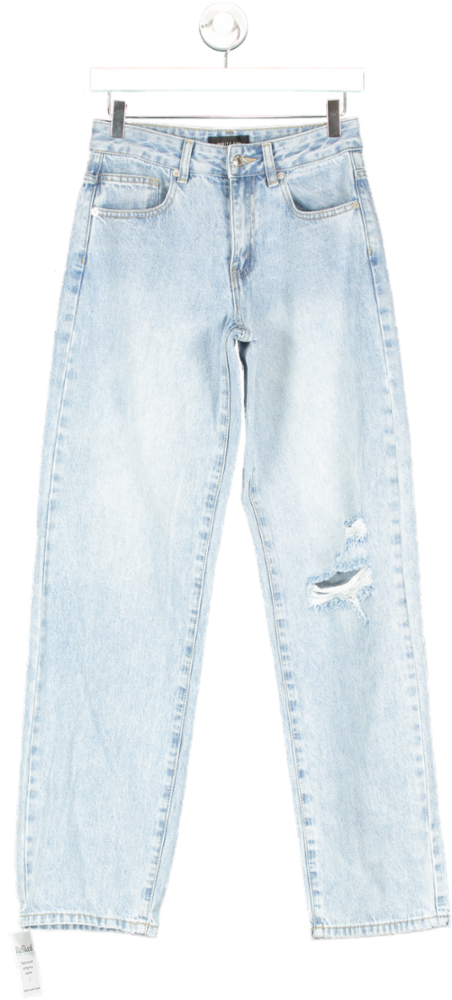 White Fox Blue Out Too Late Straight Leg Jeans UK XS