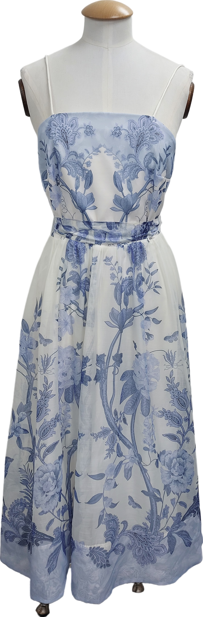 lipsy london Blue Floral Cami Strap Skater Midi Dress UK 8
