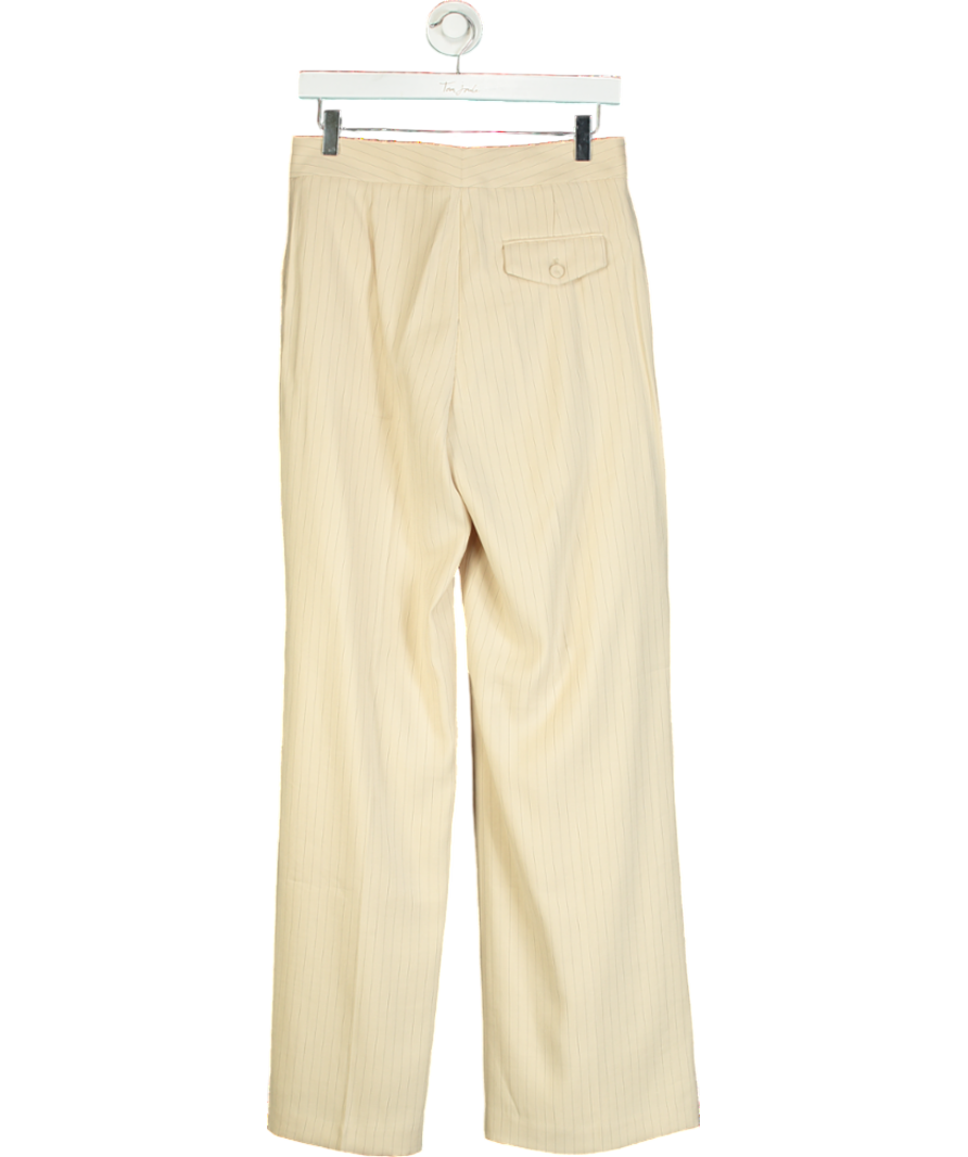 MANGO Beige Striped Suit Trousers UK 8