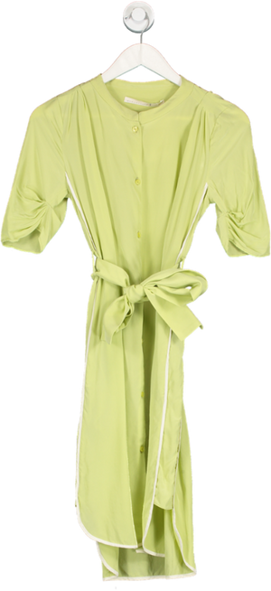 DOROTHEE SCHUMACHER Green Contrast Piped Belted Shirt Dress UK S