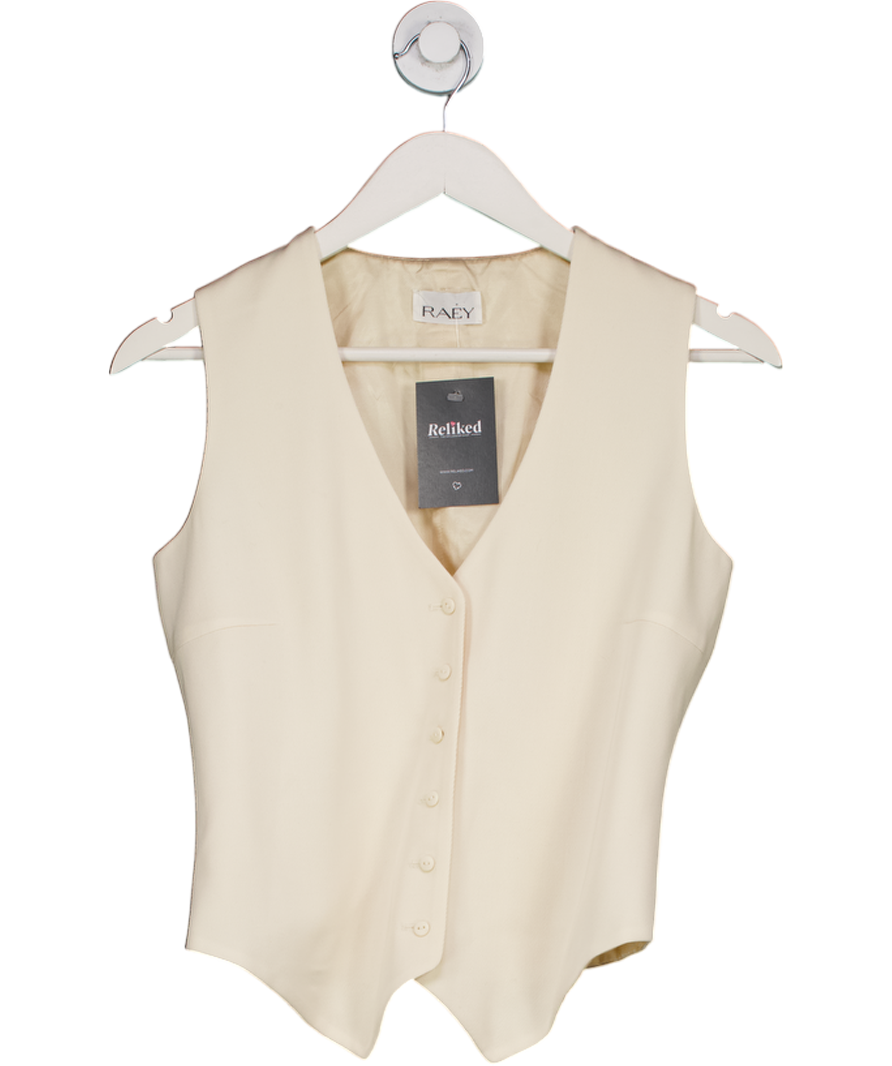 Raey Cream Single Breasted Wool-twill Waistcoat UK 10
