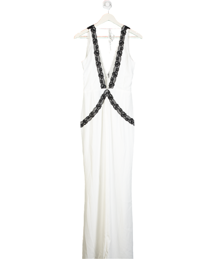 Club L White Cirilla Plunge Maxi Dress UK 12