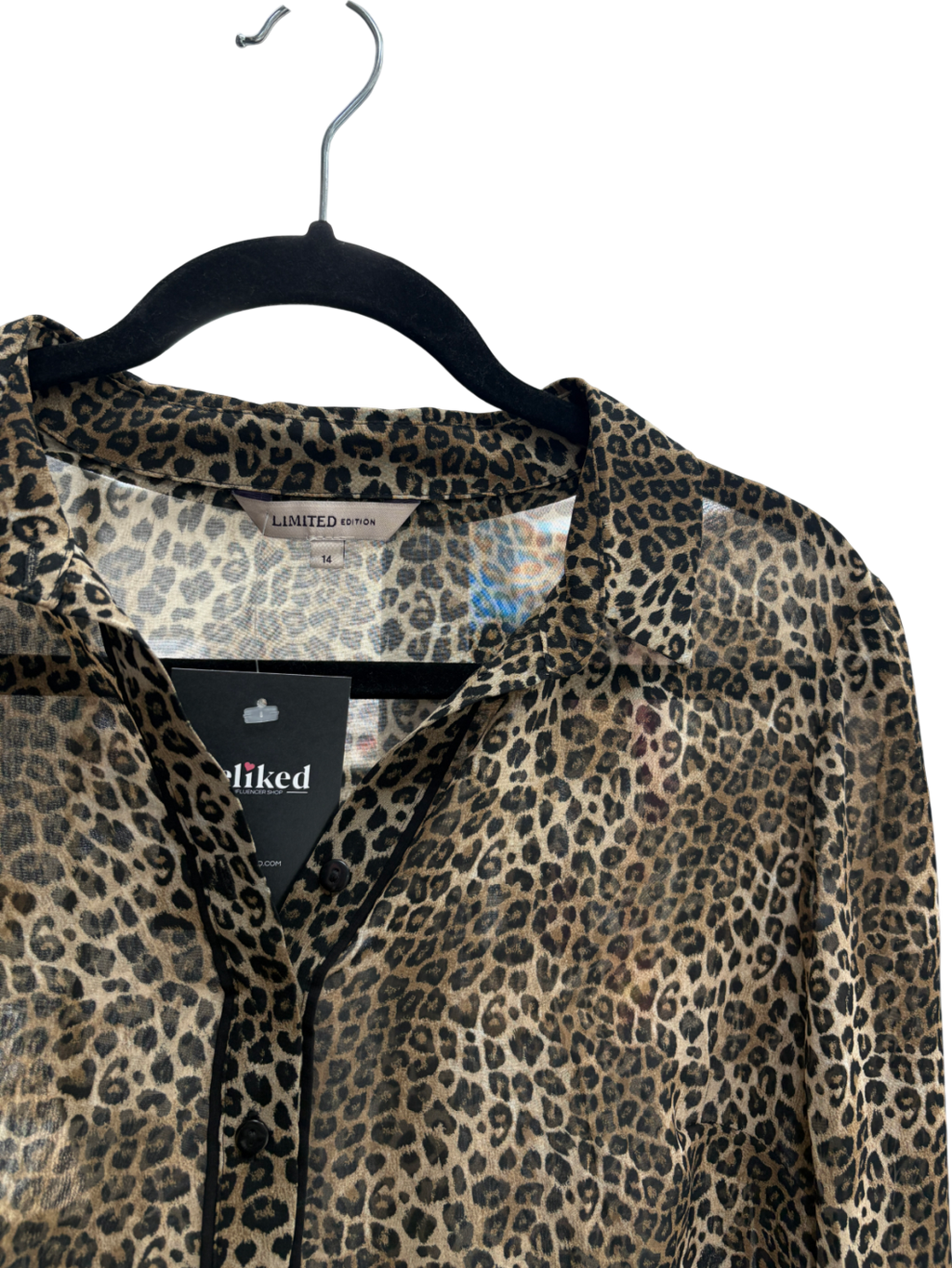 M&S Brown Sheer Leopard Print Blouse UK 14