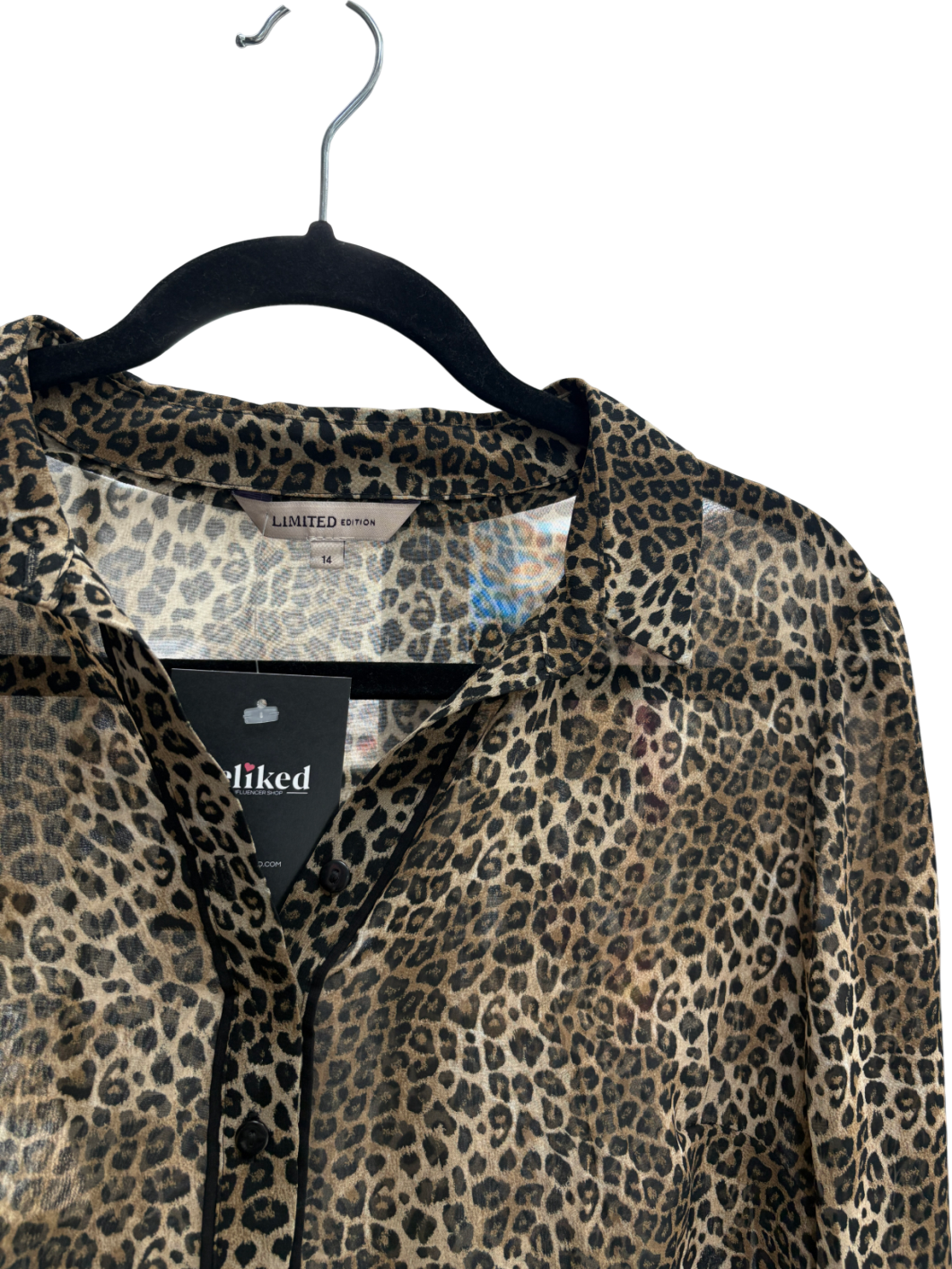 M&S Brown Sheer Leopard Print Blouse UK 14
