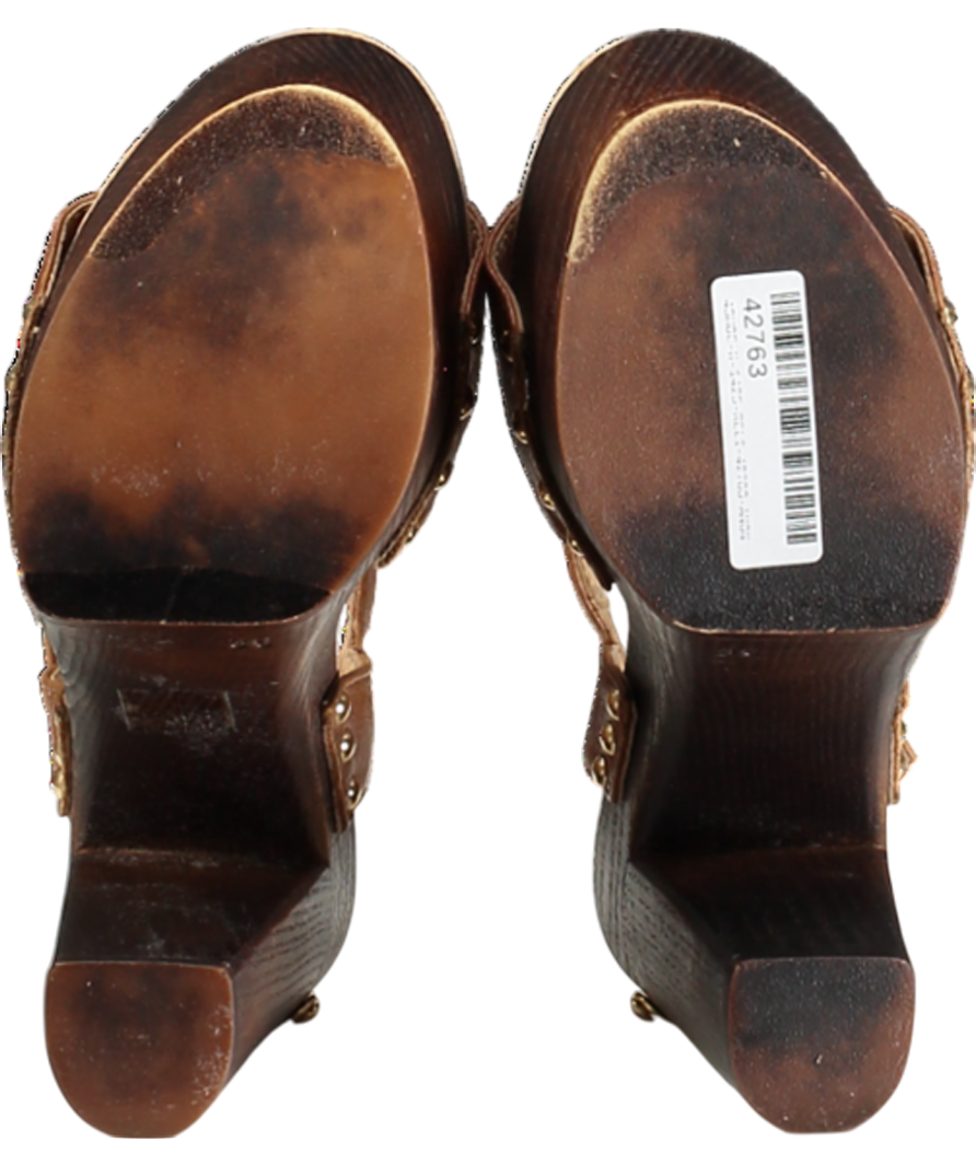 Russell & Bromley Brown Chunky Platform Leather Heeled Sandals UK 3 EU 36 👠