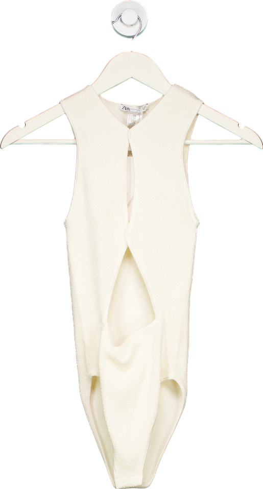 ZARA White Sleeveless Bodysuit UK XS